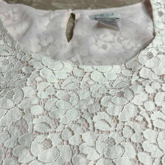 Floral White ,off white,lace sheer top ,with pink underlay, Ariztia Talula, - Picture 17 of 17